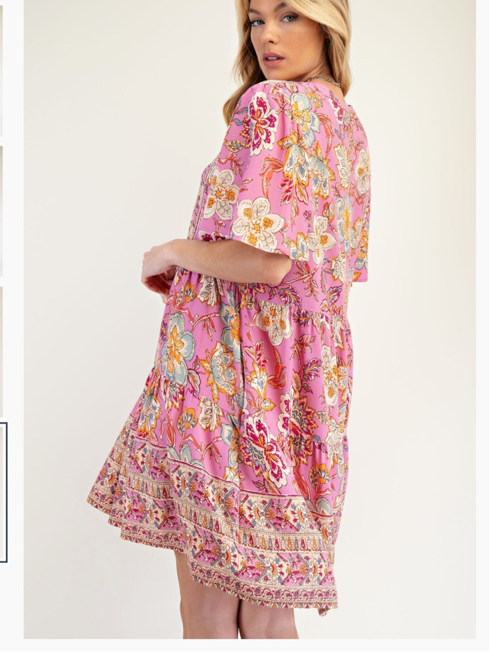 Easel BORDER PRINTED RAYON CHALLIS WOVEN
DRESS - Picture 2 of 3